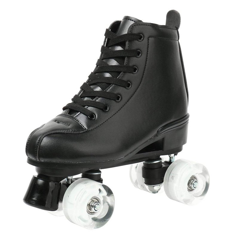 XUDREZ Classic Roller Skates High-Top Double-Row Leather Roller Skates for Women and Men (Black, M:8.5 W:10) - Image 4
